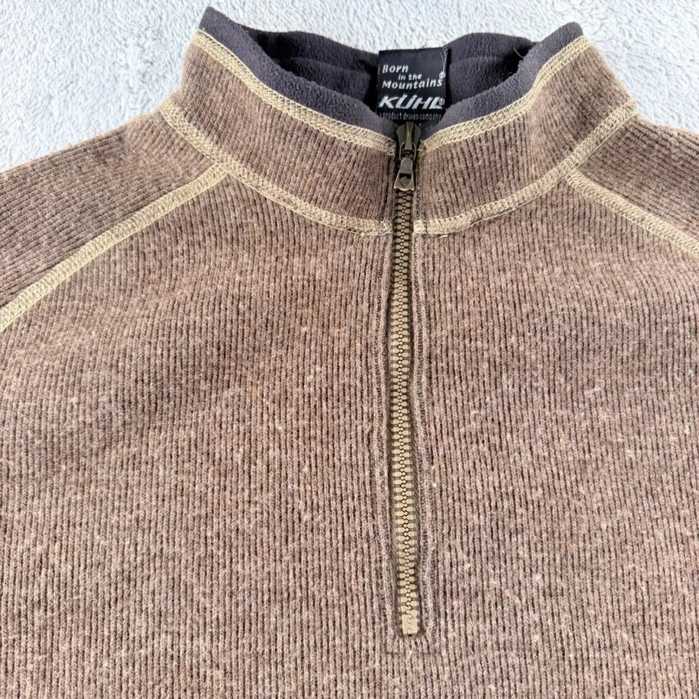 Kuhl Interceptr 1/4 Zip Fleece Wool Blend Pullover Gorpcore Mens Large Brown